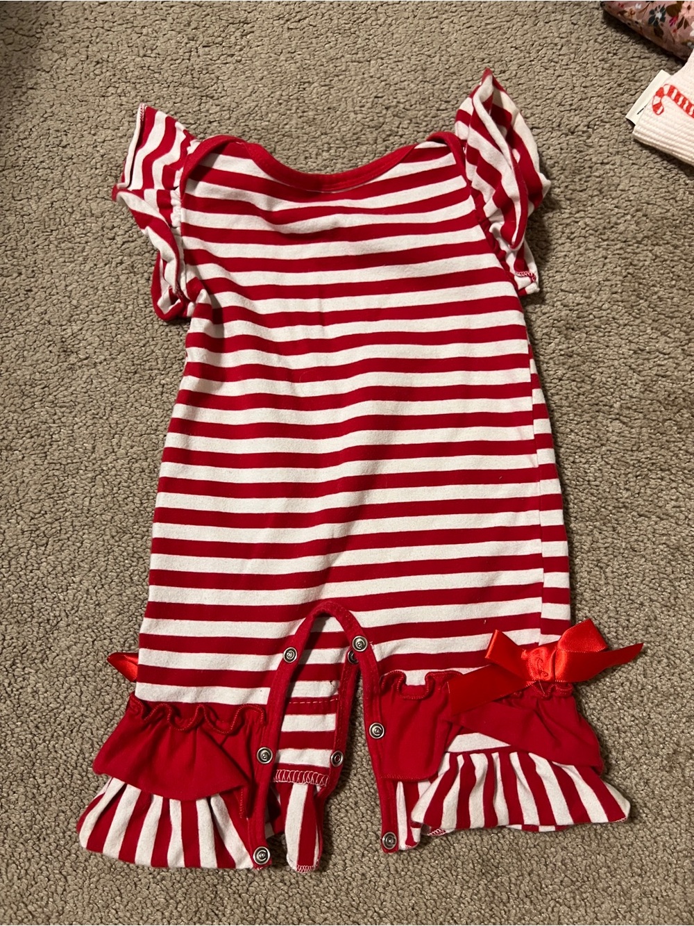 Red & White Striped Baby Romper with Baseball Graphic - Picture 2 of 3